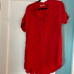 Madewell Red Button-Up Dress